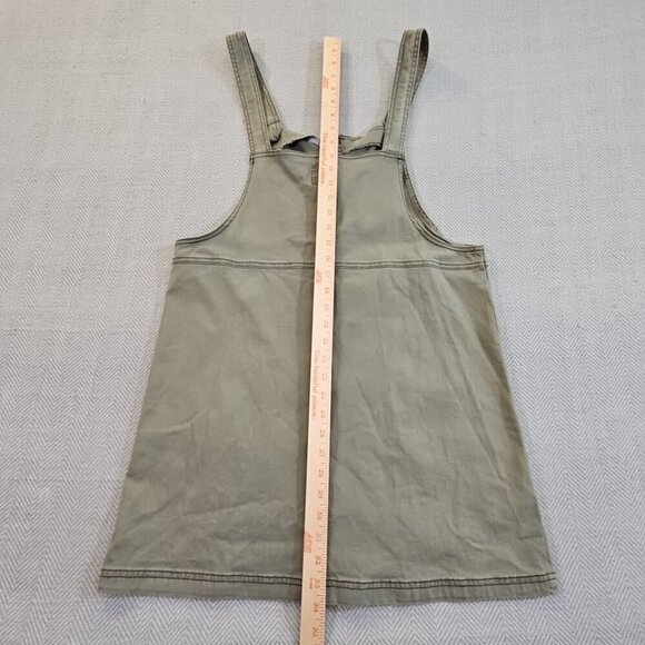 SO Overall Pinafore Dress Size Large Zip Front Army Green Jumper Pockets NWT - Picture 10 of 12